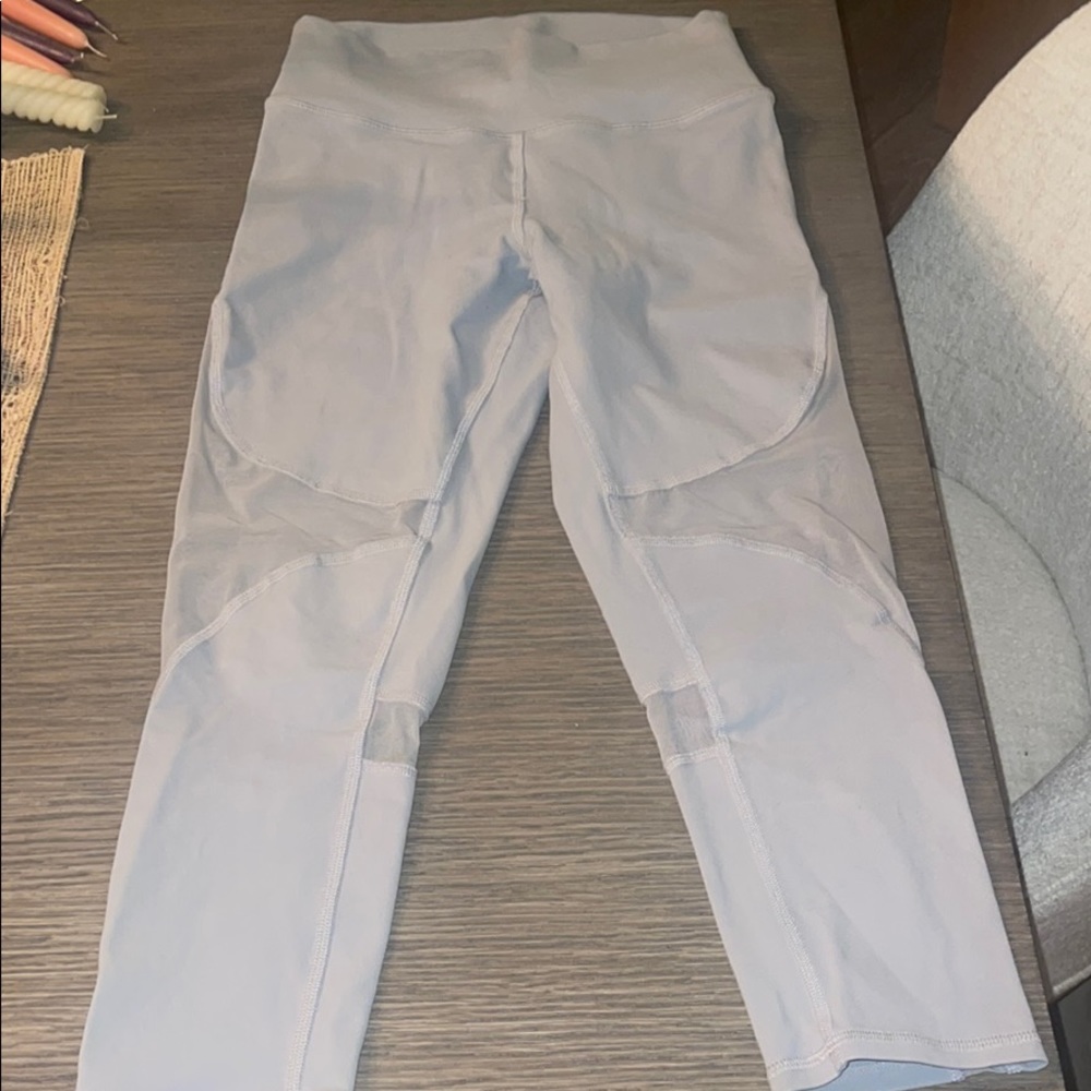 ALO grey slightly cropped legging with sheer panel